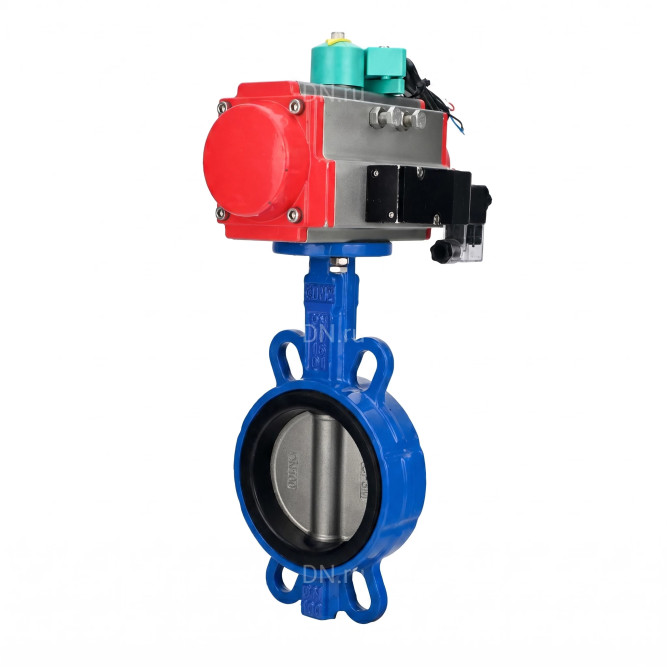 Затвор дисковый поворотный WBV1432N-2W-Fb-H Ду40 Ру16 корпус - чугун GGG50, диск - нержавеющая сталь 316L, уплотнение - NBR, с пневмоприводом PA-SA-083, пневмораспределителем 4M310-08 AC220V и магнитным переключателем ALS200D в Алматы