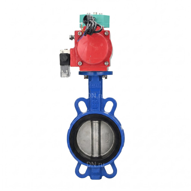 Затвор дисковый поворотный WBV1432N-2W-Fb-H Ду40 Ру16 корпус - чугун GGG50, диск - нержавеющая сталь 316L, уплотнение - NBR, с пневмоприводом PA-SA-083, пневмораспределителем 4M310-08 AC220V и магнитным переключателем ALS200D в Алматы