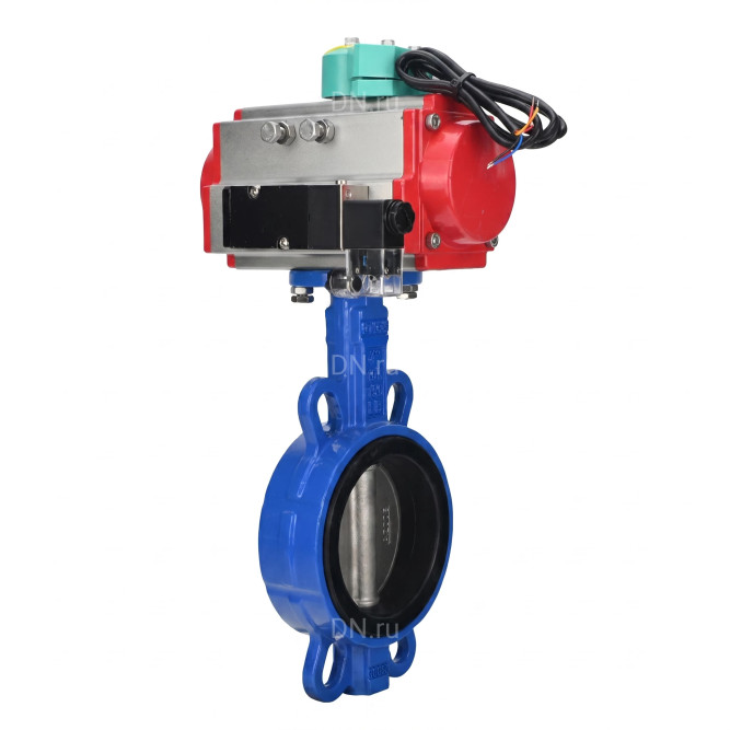 Затвор дисковый поворотный WBV1432N-2W-Fb-H Ду40 Ру16 корпус - чугун GGG50, диск - нержавеющая сталь 316L, уплотнение - NBR, с пневмоприводом PA-SA-083, пневмораспределителем 4M310-08 AC220V и магнитным переключателем ALS200D в Алматы
