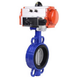 Затвор дисковый поворотный WBV1132N-2W-Fb-H Ду40 Ру16, корпус - чугун GG25, диск - нержавеющая сталь 316L, уплотнение - NBR, с пневмоприводом PA-SA-083 и пневмораспределителем 4M320-10 AC220V