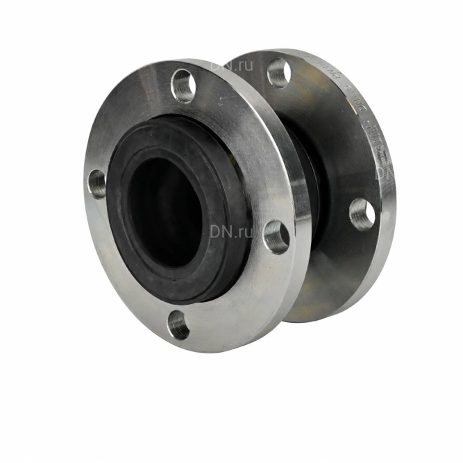 Компенсатор резиновый CR-N25-F Ду25 Ру10/16 KRN, резиновая вставка (корпус) - NBR, тип присоединения - фланцевый, материал фланцев - сталь углеродистая оцинкованная в Алматы