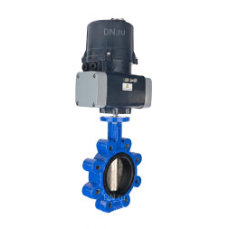 Затвор дисковый поворотный WBV1616E-2W-Fb-H Ду50 Ру16 LUG межфланцевый, корпус - чугун QT450, диск - чугун QT450, уплотнение - EPDM, с электроприводом четвертьоборотным QTSA-N-003EM-O0-220VAC с пружинным возвратом