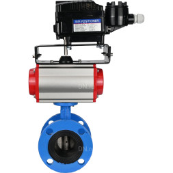 Затвор дисковый поворотный WBV1313E-2W-F-H Ду125 Ру16 фланцевый, корпус - чугун GGG40, диск - чугун GGG40, уплотнение - EPDM, с пневмоприводом PA-DA-130 и позиционером YT-1000RSN без обратной связи
