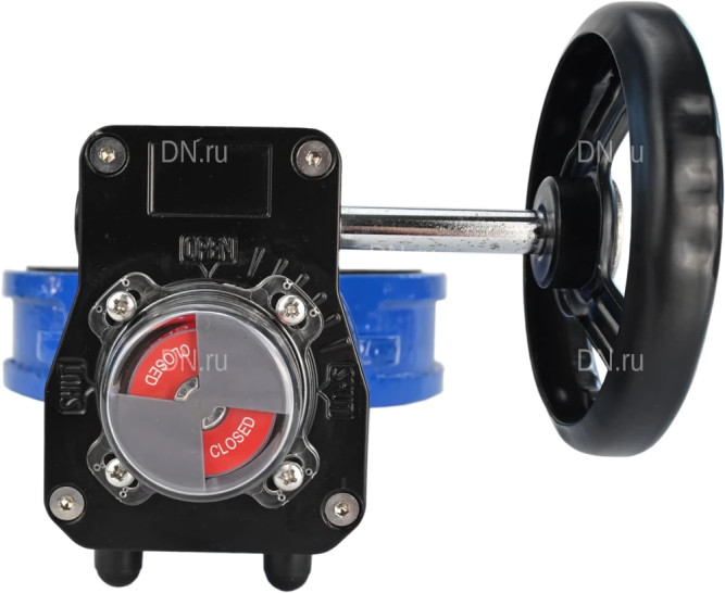 Затвор дисковый поворотный WBV1132N-2W-Fb-H Ду250 Ру16 межфланцевый, корпус - чугун GG25, диск - нержавеющая сталь 316L, уплотнение - NBR, с редуктором HGB RQN3-680Z с индикатором положения в Алматы