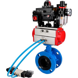 Затвор дисковый поворотный WBV1313E-2W-F-H Ду50 Ру16, корпус - чугун GGG40, диск - чугун GGG40, уплотнение - EPDM, с пневмоприводом PA-DA-105, пневмораспределителем 4M320-10 AC220V, БКВ APL-410N EX и БПВ AFC2000