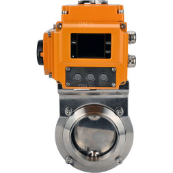 Затвор дисковый поворотный WBV3131S-2W-W-H Ду40 Ру10 под приварку, корпус - пищевая нержавеющая сталь 304, уплотнение - Silicon, с электроприводом QT-N-005EM-A1-220VAC-У1 c датчиком обратной связи и входным управляющим сигналом 4-20мА HARK