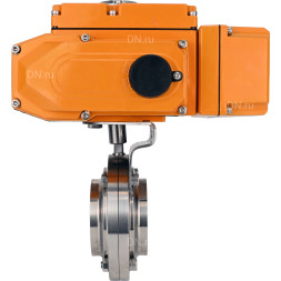 Затвор дисковый поворотный WBV3131S-2W-W-H Ду40 Ру10 под приварку, корпус - пищевая нержавеющая сталь 304, уплотнение - Silicon, с электроприводом QT-N-005EM-A1-220VAC-У1 c датчиком обратной связи и входным управляющим сигналом 4-20мА HARK