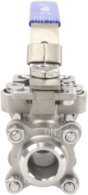 Кран шаровой BV3232P(3pc)-FP-W-ISO-H Ду32 Ру63 полнопроходной двухходовой, нержавеющая сталь SS316, под приварку, уплотнение - PTFE, с ISO фланцем и рукояткой в Алматы