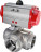 Кран шаровой BV3232P(4pc)-SP-3WL-T-ISO-H Ду32 Ру63 стандартнопроходной L-тип, трехходовой, нержавеющая сталь SS316, внутренняя резьба, уплотнение - PTFE, с пневмоприводом PA-DA-52 двойного действия в Алматы
