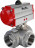 Кран шаровой BV3232P(4pc)-SP-3WL-T-ISO-H Ду32 Ру63 стандартнопроходной L-тип, трехходовой, нержавеющая сталь SS316, внутренняя резьба, уплотнение - PTFE, с пневмоприводом PA-DA-52 двойного действия в Алматы