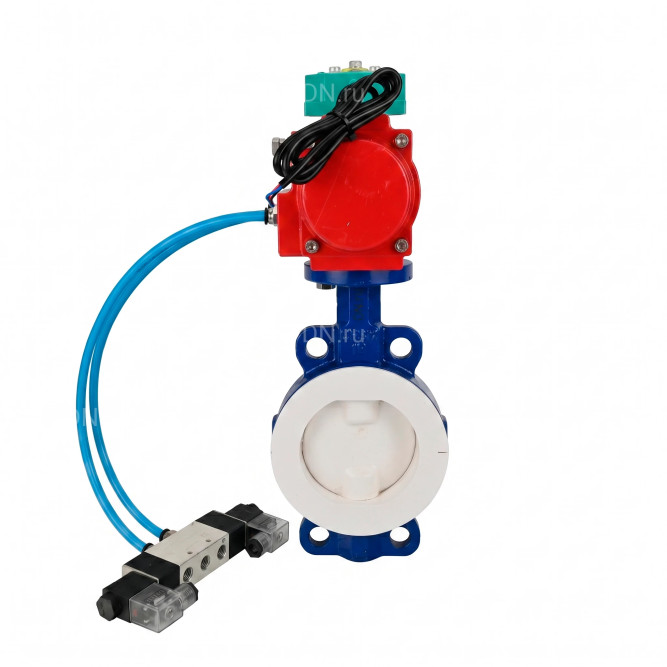 Затвор дисковый поворотный WBV3434Pf-2W-Fb-H Ду65 Ру16 корпус - углеродистая сталь WCB, диск - углеродистая сталь WCB, футерованный PTFE, уплотнение - PTFE, с пневмоприводом PA-SA-105, 4V320-08 AC220V и ALS200D в Алматы