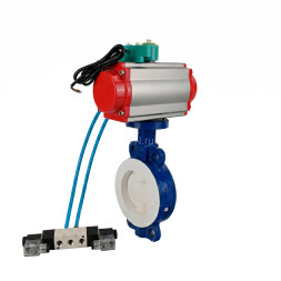 Затвор дисковый поворотный WBV3434Pf-2W-Fb-H Ду65 Ру16 корпус - углеродистая сталь WCB, диск - углеродистая сталь WCB, футерованный PTFE, уплотнение - PTFE, с пневмоприводом PA-SA-105, 4V320-08 AC220V и ALS200D