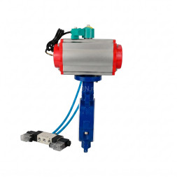 Затвор дисковый поворотный WBV3434Pf-2W-Fb-H Ду65 Ру16 корпус - углеродистая сталь WCB, диск - углеродистая сталь WCB, футерованный PTFE, уплотнение - PTFE, с пневмоприводом PA-SA-105, 4V320-08 AC220V и ALS200D