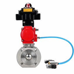 Кран шаровой BV3232P-FP-Fb-ISO-H WDVF Ду80 Ру16 полнопроходной, межфланцевый, корпус - нержавеющая сталь 316, уплотнение - PTFE, с пневмоприводом PA-DA-105, пневмораспределителем 4V320-10 AC220V и БКВ APL-410N EX