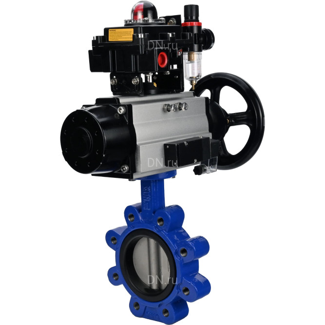 Затвор дисковый поворотный WBV1631N-2W-Fb-H Ду125 Ру16 LUG корпус - чугун QT450, диск - нержавеющая сталь 304, уплотнение - NBR, с пневмоприводом PA-DA-105-1, пневмораспределителем 4M310-08 AC220V, БКВ APL-410N EX и БПВ AFC2000 в Алматы