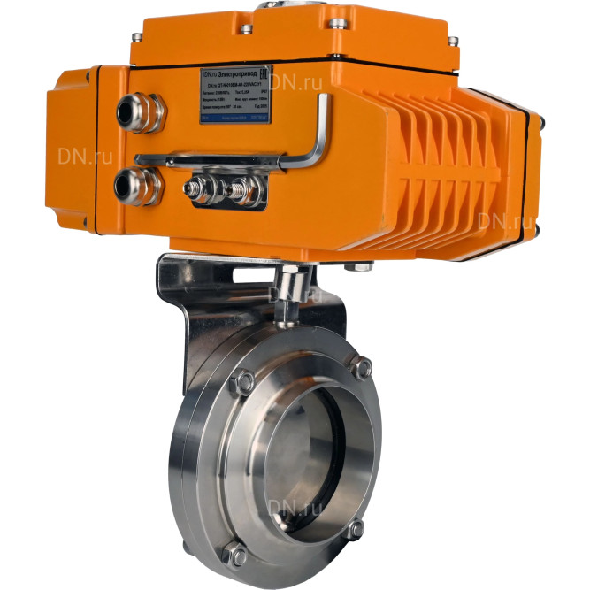 Затвор дисковый поворотный WBV3131S-2W-W-H Ду50 Ру10 под приварку, корпус - пищевая нержавеющая сталь 304, уплотнение - Silicon, с электроприводом QT-N-005EM-A1-220VAC-У1 c датчиком обратной связи и входным управляющим сигналом 4-20мА HARK в Алматы