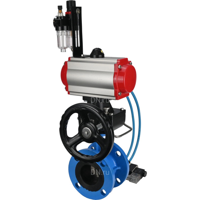 Затвор дисковый поворотный WBV1313E-2W-F-H Ду65 Ру16 фланцевый, корпус - чугун GGG40, диск - чугун GGG40, EPDM, с пневмоприводом PA-DA-105, пневмораспределителем 4V320-08 AC220V, дублером MON1-250-T26-ISO и БПВ AFC2000 в Алматы
