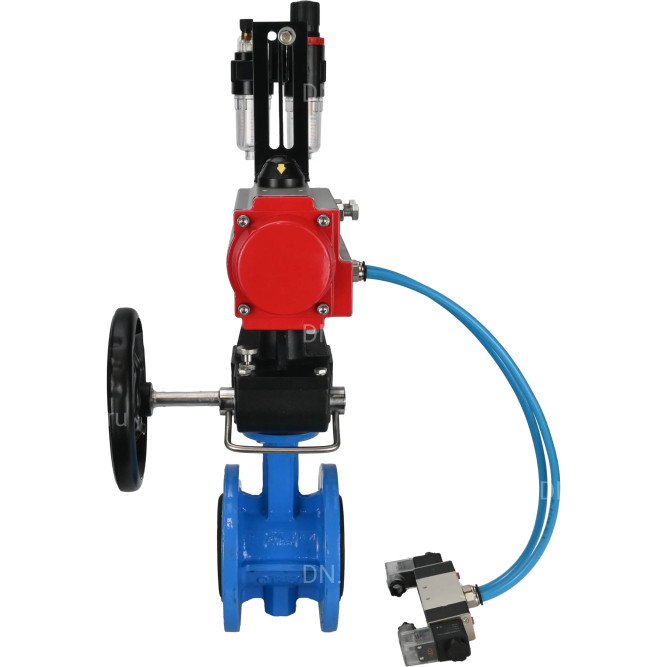 Затвор дисковый поворотный WBV1313E-2W-F-H Ду65 Ру16 фланцевый, корпус - чугун GGG40, диск - чугун GGG40, EPDM, с пневмоприводом PA-DA-105, пневмораспределителем 4V320-08 AC220V, дублером MON1-250-T26-ISO и БПВ AFC2000 в Алматы
