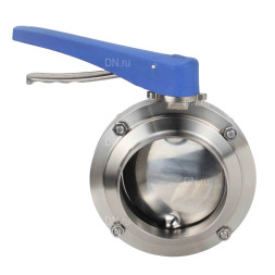 Затвор дисковый поворотный WBV3131E-2W-W-H Ду65 Ру10 под приварку, пищевая нержавеющая сталь 304, уплотнение – EPDM, с рукояткой