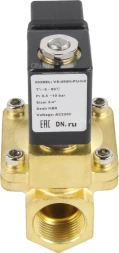 Клапан электромагнитный VS400-NT-NC-24VAC 1″ Ду25 Ру16 пилотного действия двухходовой, корпус - латунь, присоединение - внутренняя резьба, уплотнение - NBR, нормально-закрытый, катушка - 24В AC