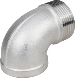 Отвод (уголок) ВР-НР-304 1/2″ Ду15 Ру16 угол 90°, корпус - нержавеющая сталь 304, присоединение - внутренняя / наружная резьба