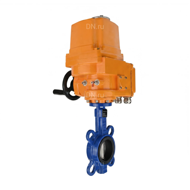 Затвор дисковый поворотный WBV1132N-2W-Fb-H Ду150 Ру16, корпус - чугун GG25, диск - нержавеющая сталь 316L, уплотнение - NBR, с электроприводом QT-EX-015EM-O2-220VAC-У1 в Алматы