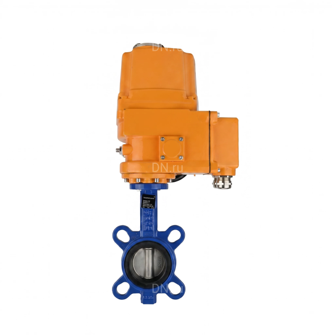 Затвор дисковый поворотный WBV1132N-2W-Fb-H Ду150 Ру16, корпус - чугун GG25, диск - нержавеющая сталь 316L, уплотнение - NBR, с электроприводом QT-EX-015EM-O2-220VAC-У1 в Алматы