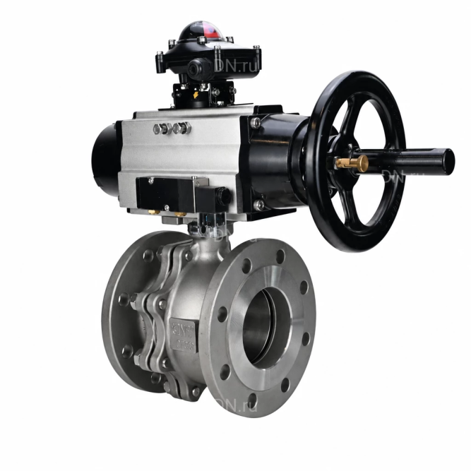 Кран шаровой BV3232P(2pc)-FP-F-ISO-H WDVF Ду100 Ру16 полнопроходной, фланцевый, корпус - нержавеющая сталь 316, уплотнение - PTFE, с пневмоприводом PA-DA-105-1, пневмораспределителем 4M310-08 AC220V и БКВ APL-210N в Алматы