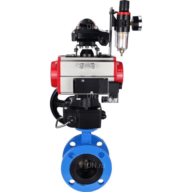Затвор дисковый поворотный WBV1313E-2W-F-H Ду65 Ру16 фланцевый, корпус - чугун GGG40, диск - чугун GGG40, EPDM, с пневмоприводом PA-DA-105, пневмораспределителем 4M310-08 AC220V, БКВ APL-210N, ручным дублером MON1-250-T26-ISO и БПВ AFC2000 в Алматы