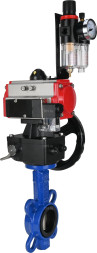 Затвор дисковый поворотный WBV1132N-2W-Fb-H Ду200 Ру16, корпус - чугун GG25, диск - нержавеющая сталь 316L, уплотнение - NBR, с пневмоприводом PA-DA-130, пневмораспределителем 4M310-08 AC220V, ручным дублером MON3-700-T38-ISO, БПВ AFC2000