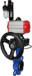 Затвор дисковый поворотный WBV1132N-2W-Fb-H Ду200 Ру16, корпус - чугун GG25, диск - нержавеющая сталь 316L, уплотнение - NBR, с пневмоприводом PA-DA-130, пневмораспределителем 4M310-08 AC220V, ручным дублером MON3-700-T38-ISO, БПВ AFC2000