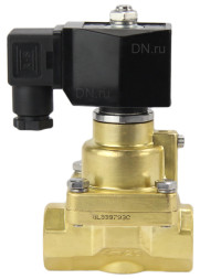 Клапан электромагнитный VS1000-PT-NC-24VDC 3/4″ Ду20 Ру16 соленоидный двухходовой поршневой, резьбовой, корпус - латунь, уплотнение - PTFE, пилотного действия, нормально закрытый, катушка - 24В DC
