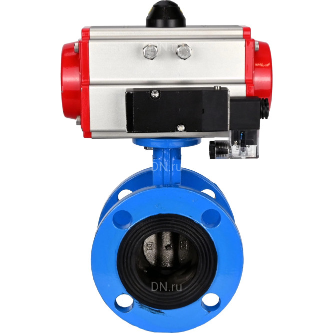Затвор дисковый поворотный WBV1313E-2W-F-H Ду50 Ру16 фланцевый, корпус - чугун GGG40, диск - чугун GGG40, уплотнение - EPDM, с пневмоприводом PA-DA-105 и пневмораспределителем 4M310-08 DC24V в Алматы