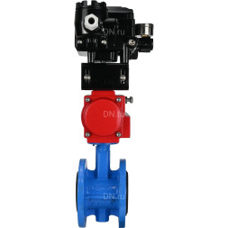 Затвор дисковый поворотный WBV1313E-2W-F-H Ду65 Ру16 фланцевый, корпус - чугун GGG40, диск - чугун GGG40, уплотнение - EPDM, с пневмоприводом PA-DA-105 и позиционером YT-1000RSN без обратной связи