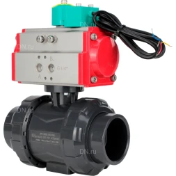Кран шаровой BV4242E-FP-GRM-ISO Дн20 Ру10 полнопроходной, корпус - НПВХ, шар - НПВХ, уплотнение - EPDM, с пневмоприводом PA-SA-052 и магнитным переключателем ALS200D
