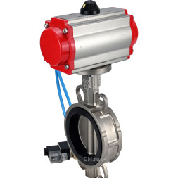 Затвор дисковый поворотный WBV3232N-2W-Fb-H Ду65 Ру16, корпус - нержавеющая сталь 316L, диск - нержавеющая сталь 316L, уплотнение - NBR, с пневмоприводом PA-SA-105 с возвратными пружинами, с пневмораспределителем 4V320-10 AC220V