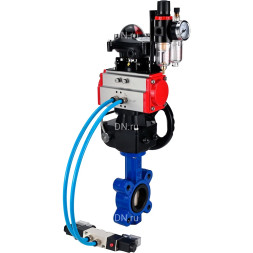 Затвор дисковый поворотный WBV1616E-2W-Fb-H Ду100 Ру16 LUG, корпус - чугун, диск - чугун, уплотнение - EPDM, с пневмоприводом PA-DA-083, пневмораспределителем 4M320-10 AC220V, ручным дублером MON2-450-T28-ISO, БКВ APL-210N и БПВ AFC2000