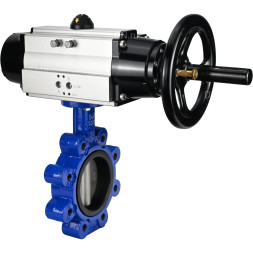 Затвор дисковый поворотный WBV1631E-2W-Fb-H Ду150 Ру16 LUG корпус - чугун QT450, диск - нержавеющая сталь 304, уплотнение - EPDM, с пневмоприводом PA-DA-105-1