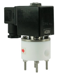 Клапан электромагнитный VS841-VT-NC-220VAC 1 1/2″ Ду40 Ру6 соленоидный двухходовой, корпус - PTFE, уплотнение - VITON, резьбовой, прямого действия, нормально закрытый, катушка - 220В