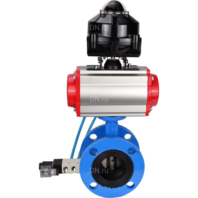 Затвор дисковый поворотный WBV1313E-2W-F-H Ду50 Ру16 фланцевый, корпус - чугун GGG40, диск - чугун GGG40, уплотнение - EPDM, с пневмоприводом PA-DA-105, пневмораспределителем 4V320-10 AC220V и БКВ APL-510N EX в Алматы