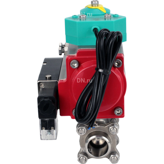Кран шаровой BV3232P(3pc)-FP-W-ISO-H Ду65 Ру25 полнопроходной, корпус - нержавеющая сталь 316, уплотнение - PTFE, под приварку, с пневмоприводом PA-DA-083, пневмораспределителем 4M310-08 DC24V и магнитным переключателем ALS200D в Алматы