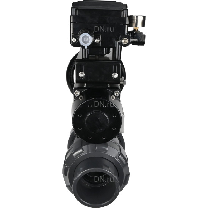 Кран шаровой BV4242E-FP-GRM-ISO Дн25 Ру10 полнопроходной, корпус - НПВХ, шар - НПВХ, уплотнение - EPDM, с пневмоприводом PA-DA-105-1 и пневмопозиционером YT-1000RSN с обратной связью в Алматы