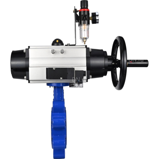 Затвор дисковый поворотный WBV1616N-2W-Fb-H Ду125 Ру16 LUG корпус - чугун QT450, диск - чугун QT450, уплотнение - NBR, с пневмоприводом PA-DA-105-1, пневмораспределителем 4M310-08 DC24V и БПВ AFC2000 в Алматы