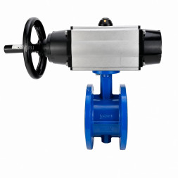 Затвор дисковый поворотный WBV1331E-2W-F-H Ду65 Ру16 фланцевый, корпус - чугун GGG40, диск - нержавеющая сталь 304, уплотнение - EPDM, с пневмоприводом PA-DA-105-1