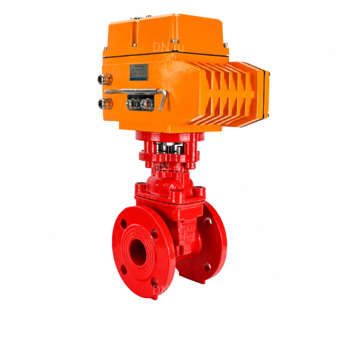 Задвижка клиновая 30ч939р GVWN1414E-2W-F Ду100 Ру10/16, фланцевая, корпус - чугун GGG50, уплотнение - EPDM, c ISO-фланцем и невыдвижным штоком, цвет - красный, с электроприводом многооборотным MT-N-005EM-O1-380VAC-У1 380В в Алматы