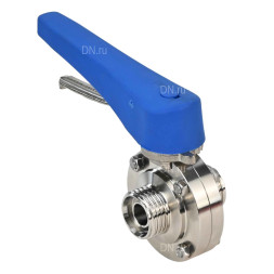 Затвор дисковый поворотный WBV3131E-2W-T-H Ду40 Ру10 резьбовой, пищевая нержавеющая сталь 304, уплотнение – EPDM, с рукояткой