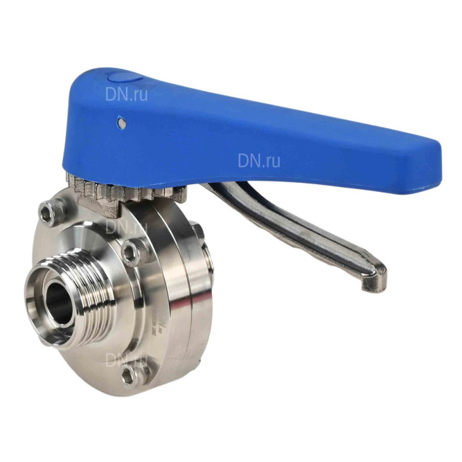 Затвор дисковый поворотный WBV3131E-2W-T-H Ду40 Ру10 резьбовой, пищевая нержавеющая сталь 304, уплотнение – EPDM, с рукояткой в Алматы