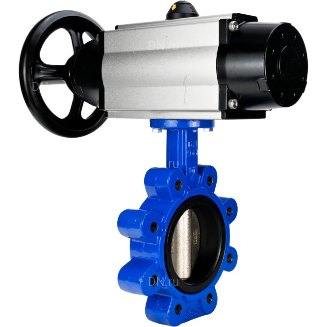 Затвор дисковый поворотный WBV1616E-2W-Fb-H Ду125 Ру16 LUG корпус - чугун QT450, диск - чугун QT450, уплотнение - EPDM, с пневмоприводом PA-DA-105-1 в Алматы
