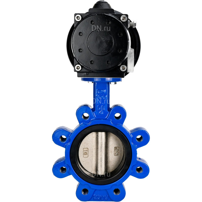 Затвор дисковый поворотный WBV1616E-2W-Fb-H Ду125 Ру16 LUG корпус - чугун QT450, диск - чугун QT450, уплотнение - EPDM, с пневмоприводом PA-DA-105-1 в Алматы