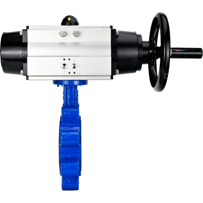 Затвор дисковый поворотный WBV1616E-2W-Fb-H Ду125 Ру16 LUG корпус - чугун QT450, диск - чугун QT450, уплотнение - EPDM, с пневмоприводом PA-DA-105-1 в Алматы